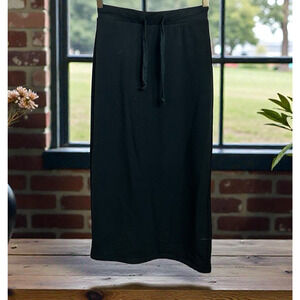 Sweet Romeo Black Fleece Pencil Skirt Sz XS Back Slit Drawstring Waist New